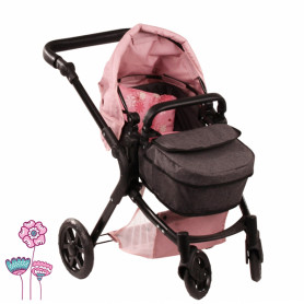 Pram with 4 wheels 2in1 - Pink