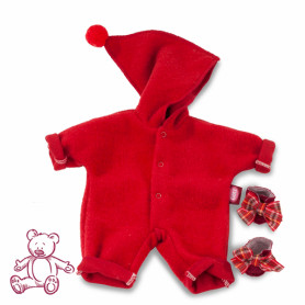 Red jumpsuit with hood for 30-33cm doll