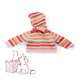 Red/green/orange striped sweater for 30-33cm doll