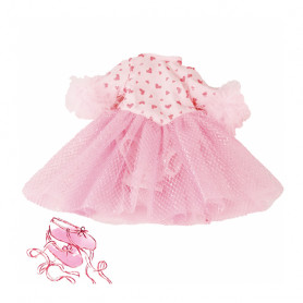 Pink dress with hearts and a tutu for 30-33cm doll