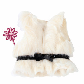 Sleeveless white fur jacket for doll 42-50cm