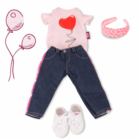Jeans, t-shirt and headband set for 45-50cm doll