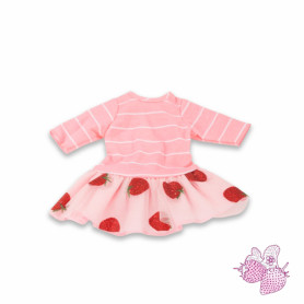 Pink dress with strawberries for 45-50cm doll