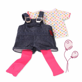 Jeans dungarees, T-shirt, tights set for 45-50cm doll
