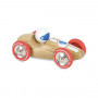 Racing car 17cm natural wood red wheels