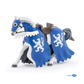Cheval du chevalier lion bleu à la lance - Figurine Papo