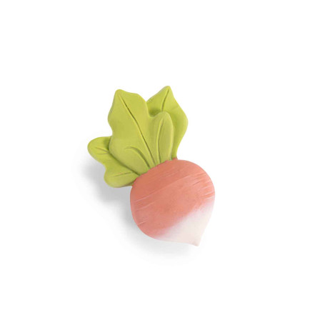 Radish rubber teething rattle - Three little rabbits