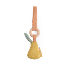 Pear wooden ring rattle - Three little rabbits