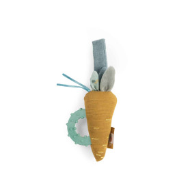 Carrot teething ring rattle - Three little rabbits