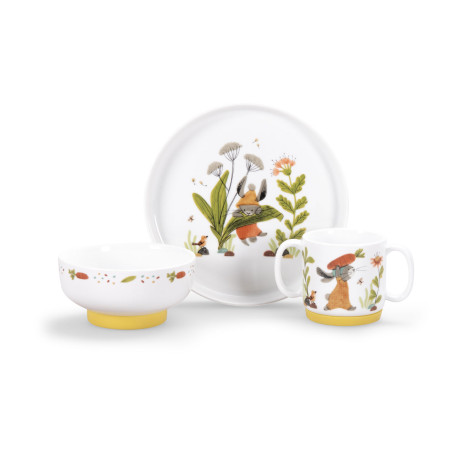 Set vaisselle porcelaine - Trois petits lapins