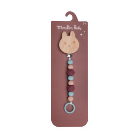 Rabbit wooden and silicone pacifier clip - After the rain