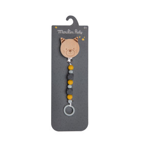 Wooden and silicone cat pacifier clip - Les moustaches