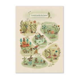 Poster The little garden 50x70cm - Three little rabbits
