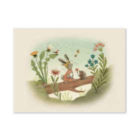 Affiche Balade sur la branche 40x30cm - Trois petits lapins