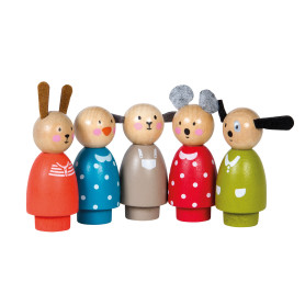 Set of 5 wooden figures - The big family