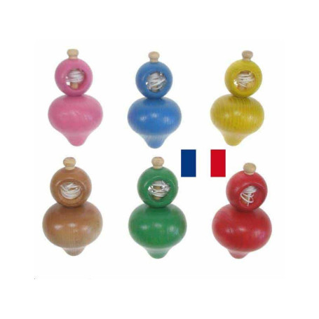 Toupie ficelle en bois - Jaune