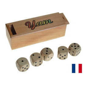 wooden pencil case with 5 dice - Yams