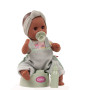 Aquini bath doll 33cm - Striped green outfit - 7 accessories