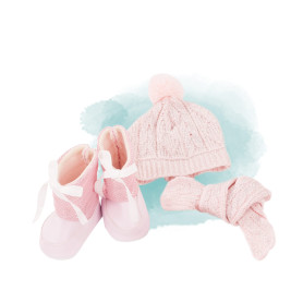 Ensemble Hiver, bottes, foulard, mitaine et bonnet pour poupée 45-50cm