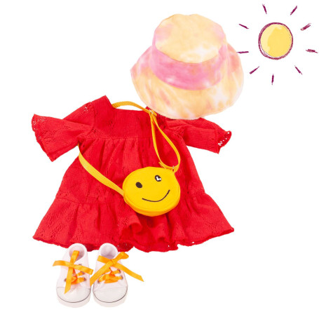 Ensemble robe et sac smiley 4 pièces pour poupée 45-50cm