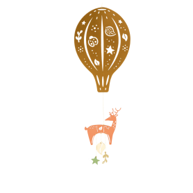 Golden fallow deer hot air balloon mobile