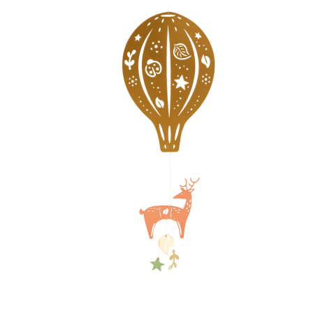 Golden fallow deer hot air balloon mobile