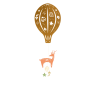 Golden fallow deer hot air balloon mobile