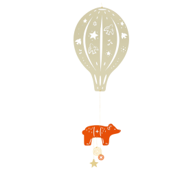 Pearl Grey Bear Hot Air Balloon Mobile