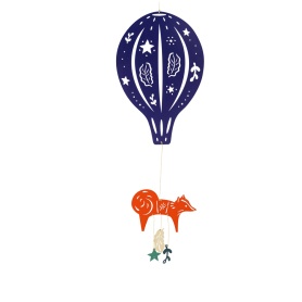 Night Blue Fox Hot Air Balloon Mobile