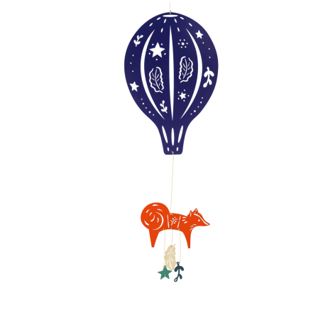 Night Blue Fox Hot Air Balloon Mobile