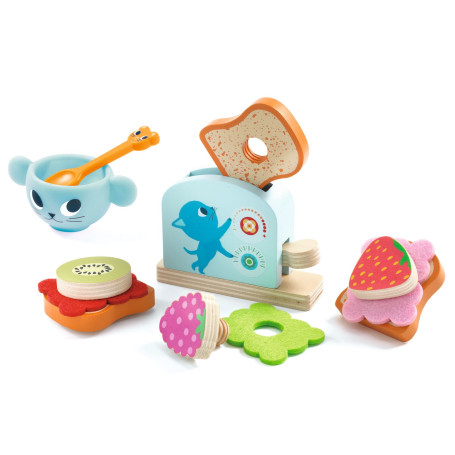 Bol et toaster chaton - 12 accessoires en bois et feutrine
