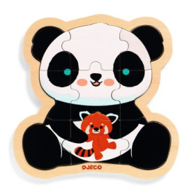 Wooden Panda Puzzle - 9 pieces