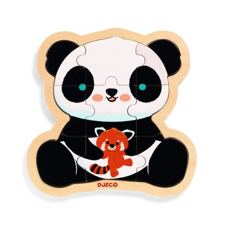 Wooden Panda Puzzle - 9 pieces