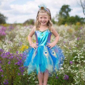 Peacock dress with headdress - Size 5-6 years