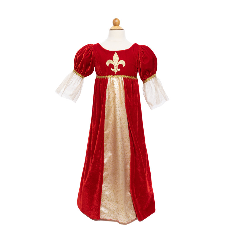 Robe de reine Médiévale Tudor rouge - Taille 5/6 ans