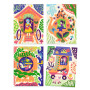 Scratch cards duo color funny houses