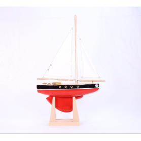 Sailboat 500 RED hull 11 inch - white sails  with its stand - Tirot