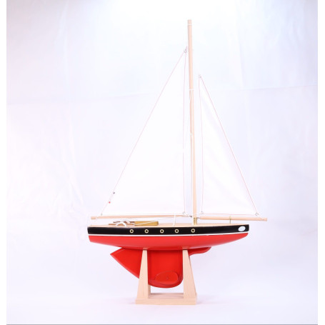 Sailboat 502 RED hull 15 inch - 3 white sails with its support - Tirot