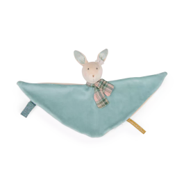 Doudou plat lapin bleu 31cm - La petite école de danse