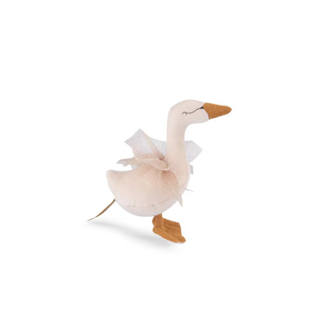Cuddly toy cream swan with bell - The little dancing school