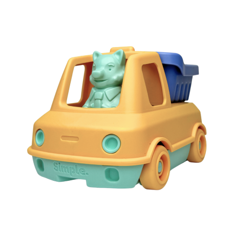 Truck Benne Yellow Recycled Plastic Toy", "Eco-responsible toy made in France".