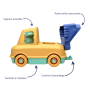 Camion Pompier Jaune Plastique Recyclé, jouet écoresponsable fabriqué en France".