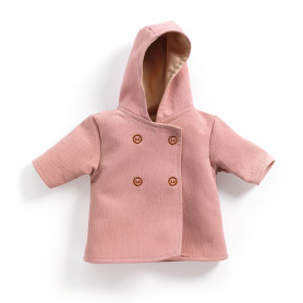 Pink Pomea hooded coat, winter clothing for dolls.
