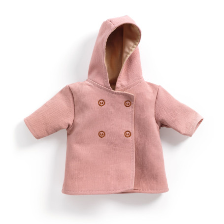 Pink Pomea hooded coat, winter clothing for dolls.