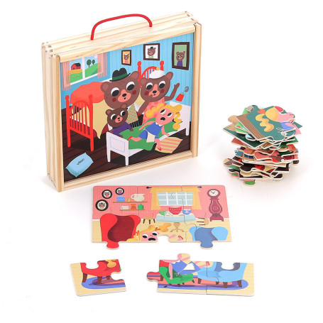 Coffret de 4 Puzzles en Bois Boucle d'Or - Vilac