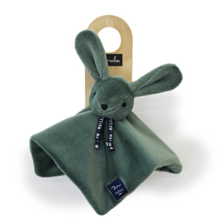 Lapin Doudou Carré 27 cm vert sauvage – Un doudou tout doux pour bébé!