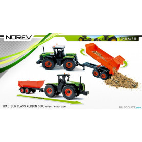 Tracteur CLAAS Xerion 5000 avec remorque 1:43 - Norev Farmer