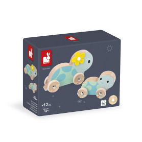 Set de 2 Tortues à Pousser - Jouet d’éveil en bois