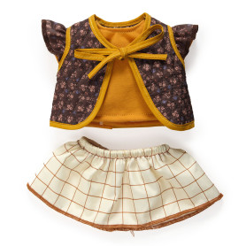 Capucine – 4-Piece Outfit for 32 cm Dolls – Skirt, T-shirt, Underpants & Quilted Jacket – Pomea Djeco, from 18 months+