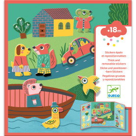 Animals – Djeco Reusable Thick Stickers Set with Fold-Out Play Scene